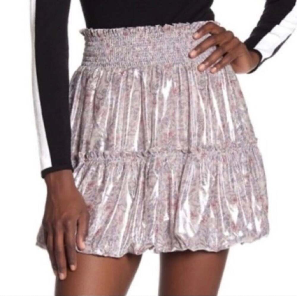 Free People In A Bubble Skirt Size XS Silver Floral